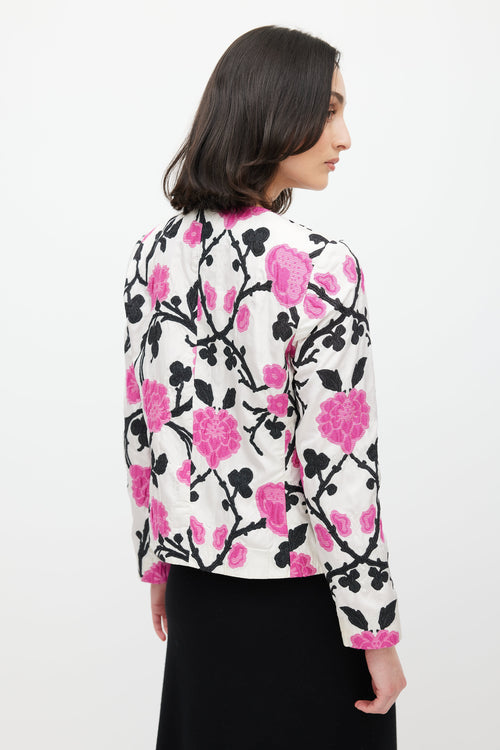 Etro White 
Multicolour Floral Silk Jacket