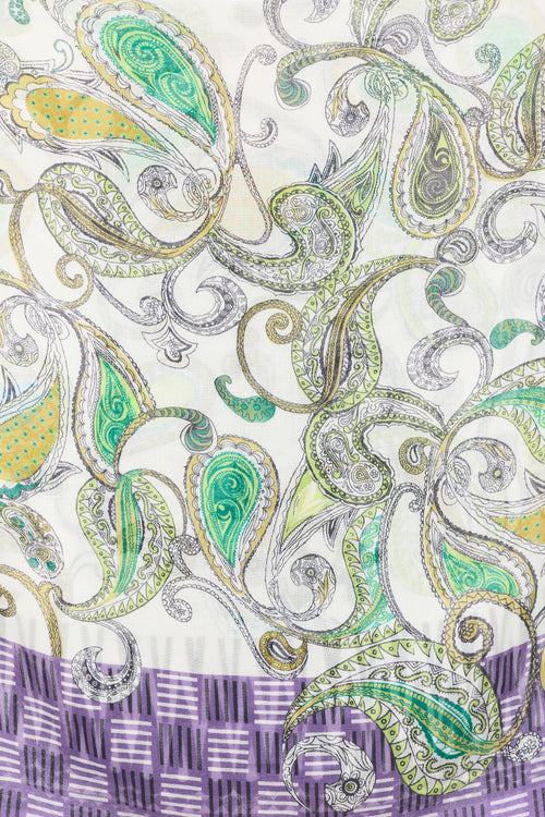 Etro White 
Multicolour Paisley Fringe Scarf