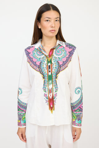 Etro White 
Multicolour Paisley Shirt