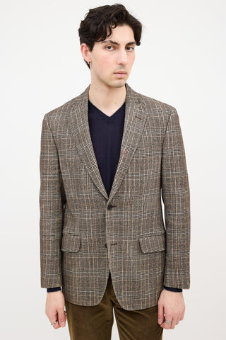 Etro Wool Houndstooth Plaid Blazer