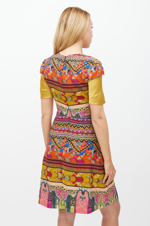 Etro Yellow 
Multicolour Geometric Sheath Dress