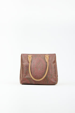 Etro Brown Leather Paisley Bag