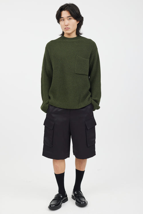 Études Green Knit Pocket Sweater