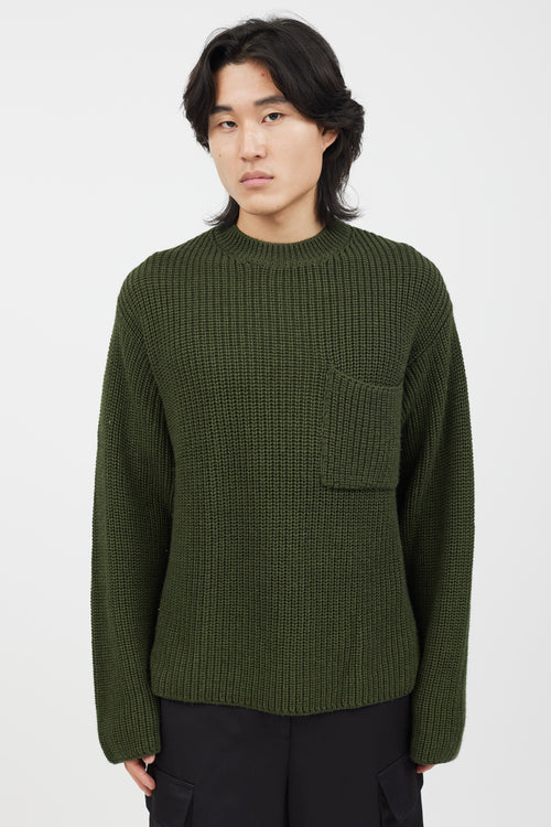 Études Green Knit Pocket Sweater