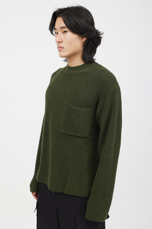 Études Green Knit Pocket Sweater