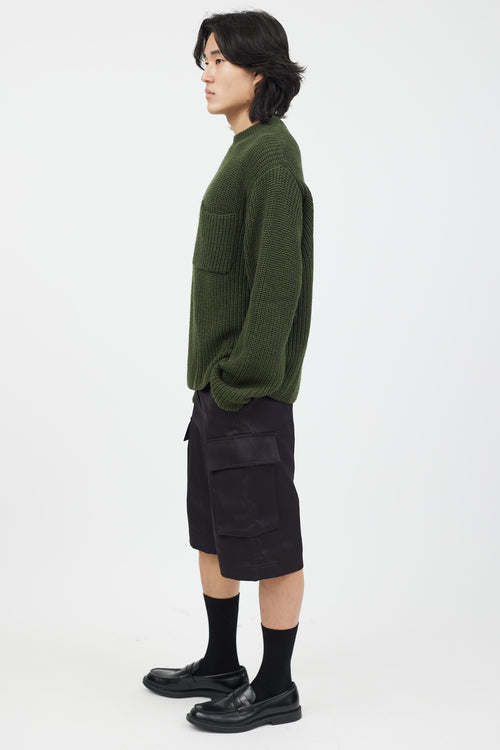 Études Green Knit Pocket Sweater