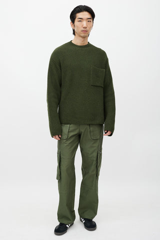 Etudes Green Wool Ribbed Knit Sweater