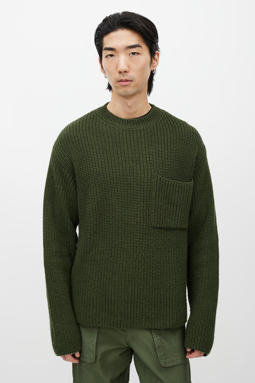 Etudes Green Wool Ribbed Knit Sweater