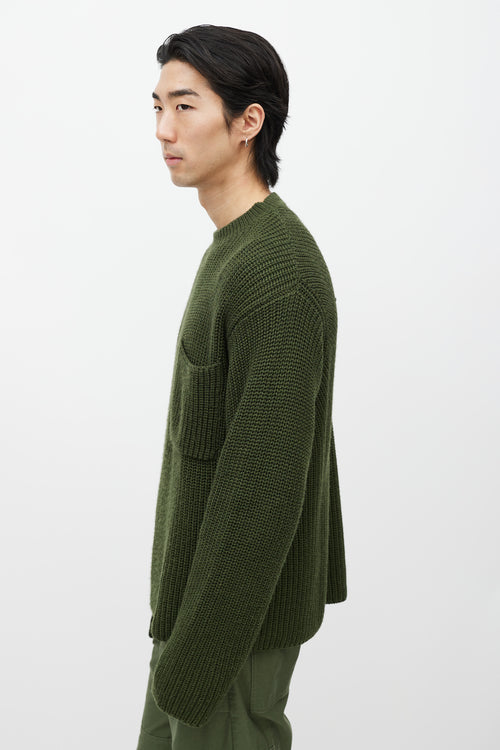 Etudes Green Wool Ribbed Knit Sweater