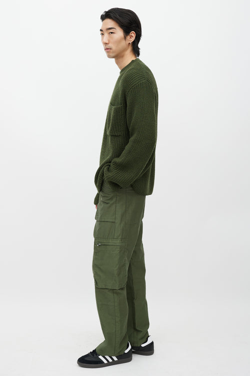 Etudes Green Wool Ribbed Knit Sweater