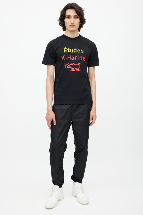 Études x Keith Haring Black 
Multicolour Logo T-Shirt