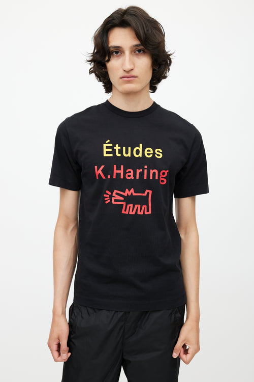 Études x Keith Haring Black 
Multicolour Logo T-Shirt