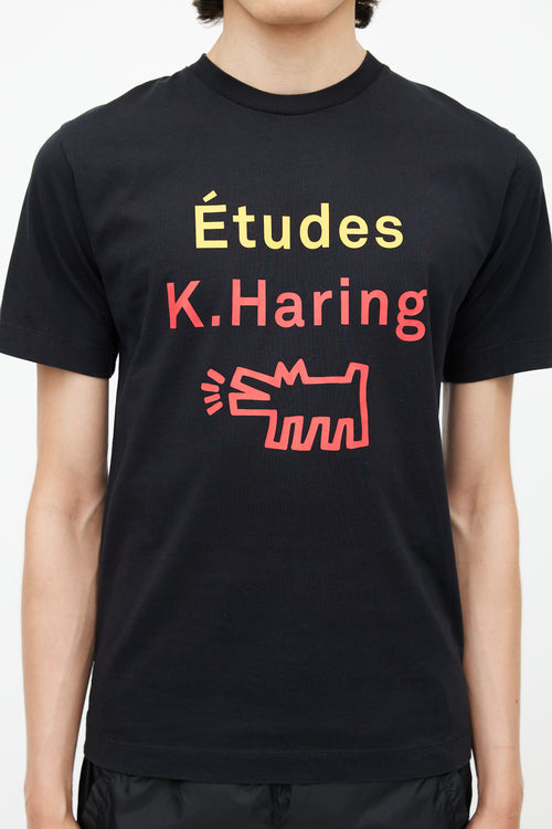 Études x Keith Haring Black 
Multicolour Logo T-Shirt