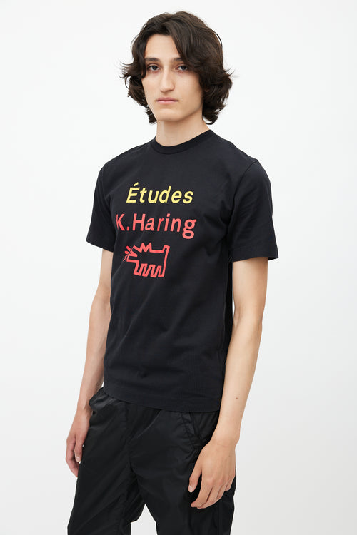 Études x Keith Haring Black 
Multicolour Logo T-Shirt