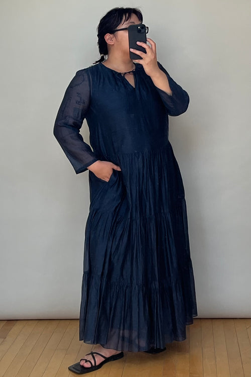 S Navy Tiered Maxi Dress