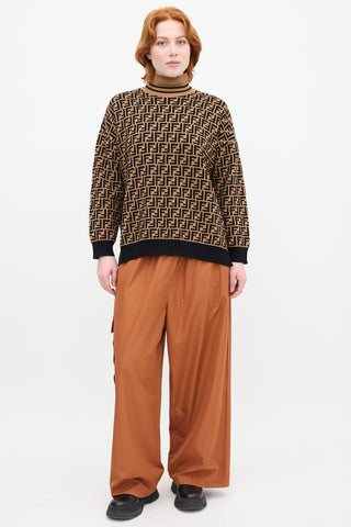 Fendi Brown 
Black Cashmere Zucca Sweater