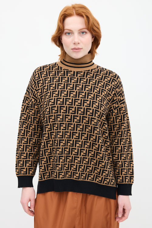 Fendi Brown 
Black Cashmere Zucca Sweater