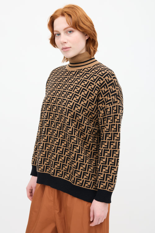 Fendi Brown 
Black Cashmere Zucca Sweater