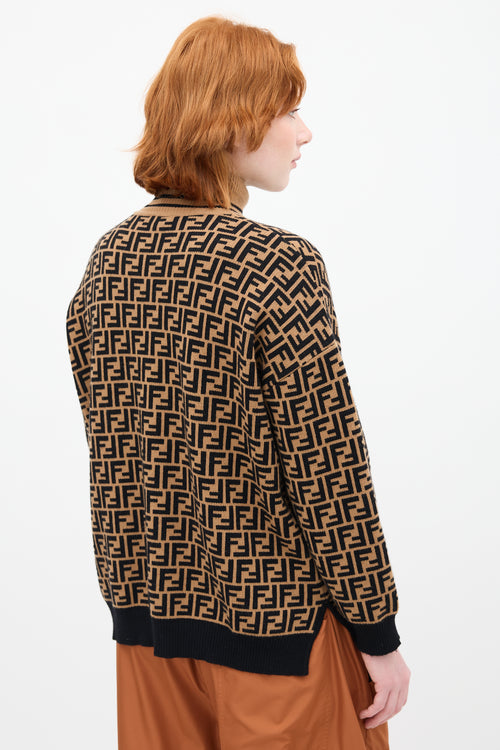 Fendi Brown 
Black Cashmere Zucca Sweater