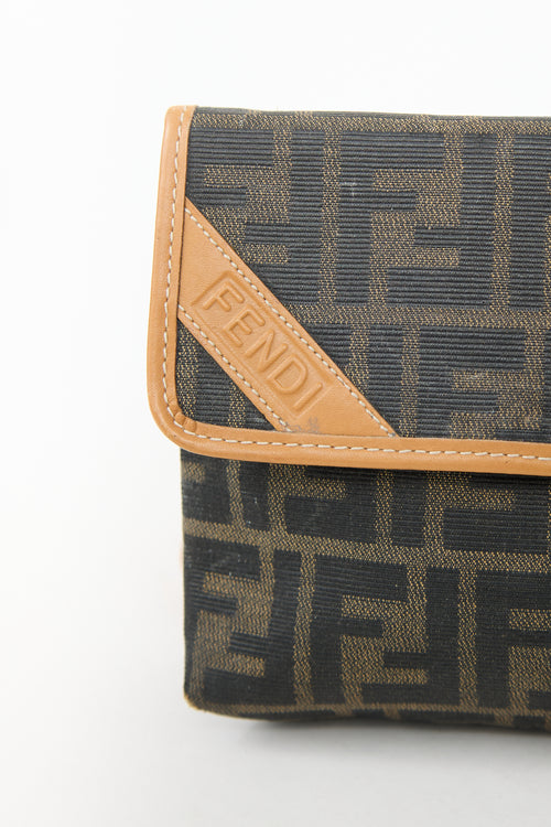 Fendi Brown Canvas 
Leather Zucca Crossbody Bag