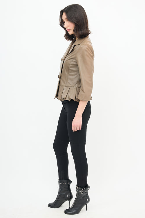 Fendi Leather Peplum Blazer