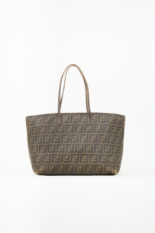 Fendi Brown Coated Canvas Zucca Roll Tote Bag