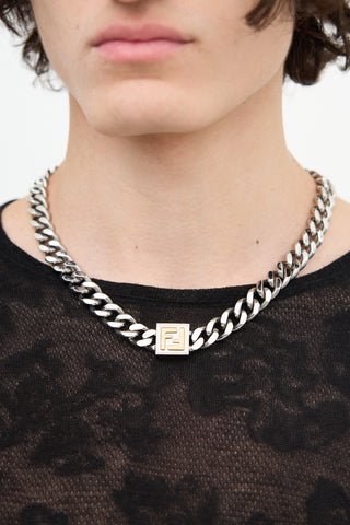 Fendi Palladium FF Chain Link Necklace