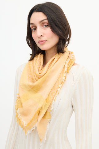 Fendi Yellow Zucca Fringe Scarf