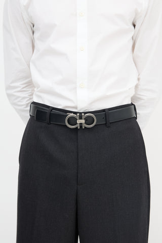 Ferragamo Leather Chainlink Logo Belt