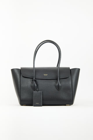 Ferragamo Black Leather East West XL Tote Bag