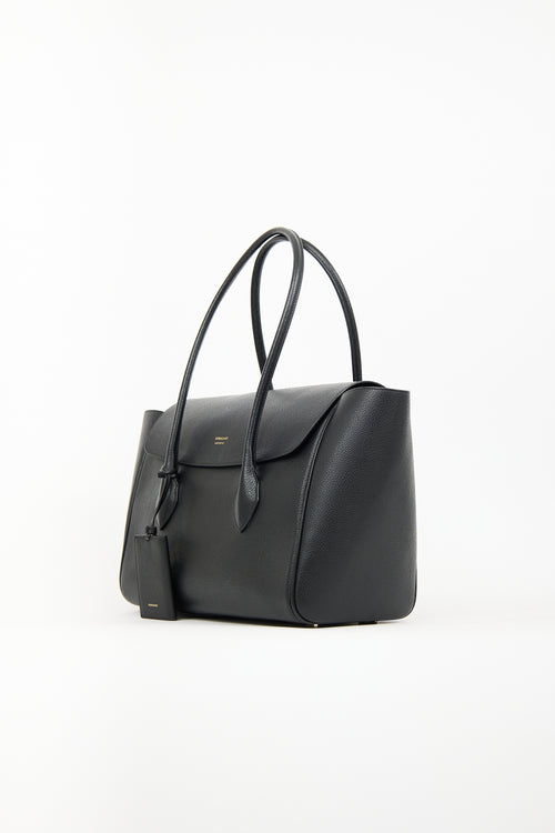 Ferragamo Black Leather East West XL Tote Bag