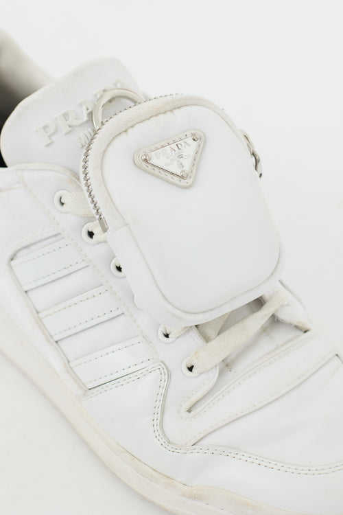 Prada X Adidas White Re-Nylon 
Leather Low Sneaker