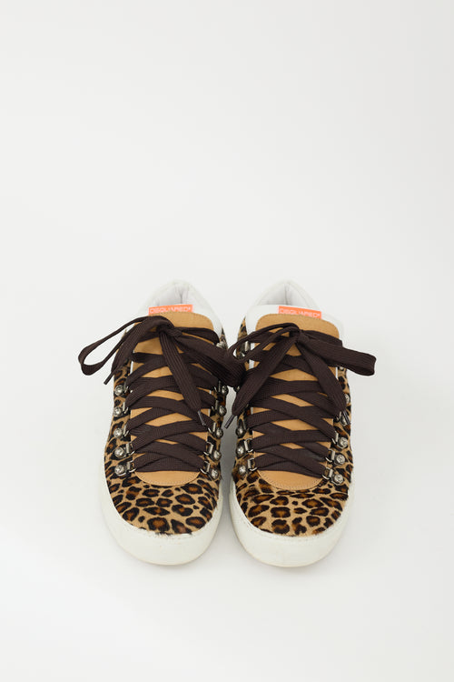 DSquared2 Brown 
Black Hair 
Leather Printed Sneaker