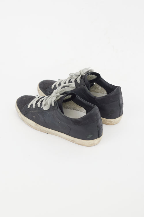 Black Leather 
Suede Superstar Sneaker