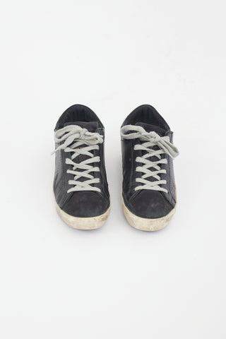 Black Leather 
Suede Superstar Sneaker