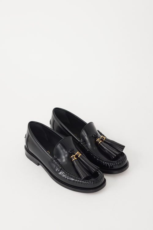 Dior Black 
Gold Leather D-Academy Loafer