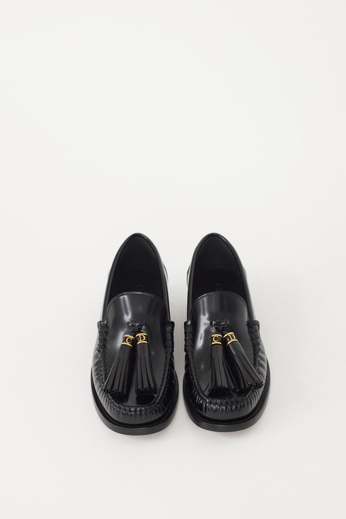 Dior Black 
Gold Leather D-Academy Loafer