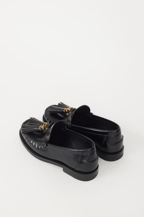 Dior Black 
Gold Leather D-Academy Loafer