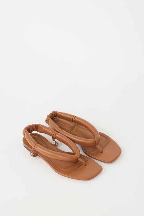 Vince Brown Leather Denton Puffed Sandal