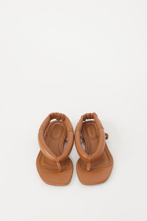 Vince Brown Leather Denton Puffed Sandal