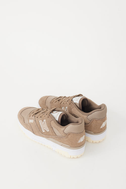 New Balance Brown 
White Suede 550 Sneaker