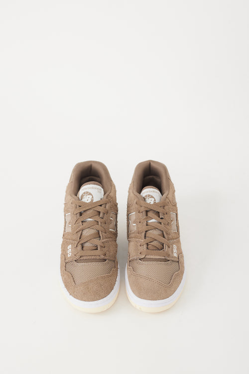 New Balance Brown 
White Suede 550 Sneaker