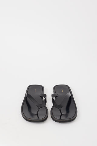 The Row Black Leather City Sandal