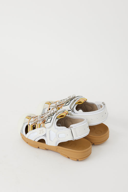 Gucci White 
Multicolour Tinsel Mesh Jewel Sandal