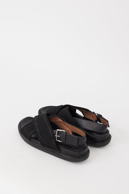 Marni Black Leather Criss Cross Sandal