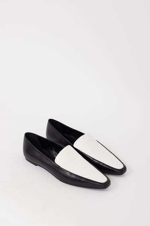 The Row Black 
White Leather Minimal Loafer