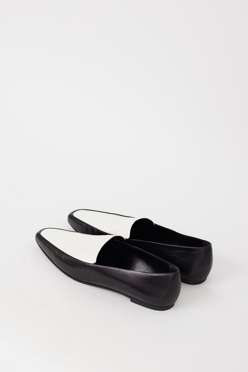 The Row Black 
White Leather Minimal Loafer