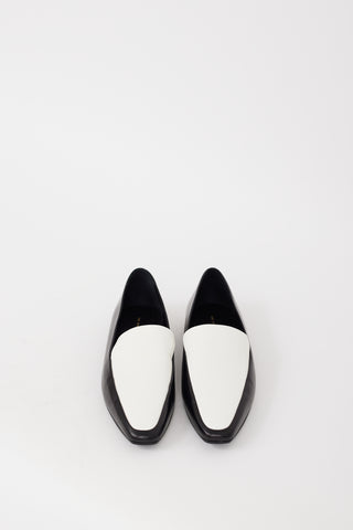 The Row Black 
White Leather Minimal Loafer