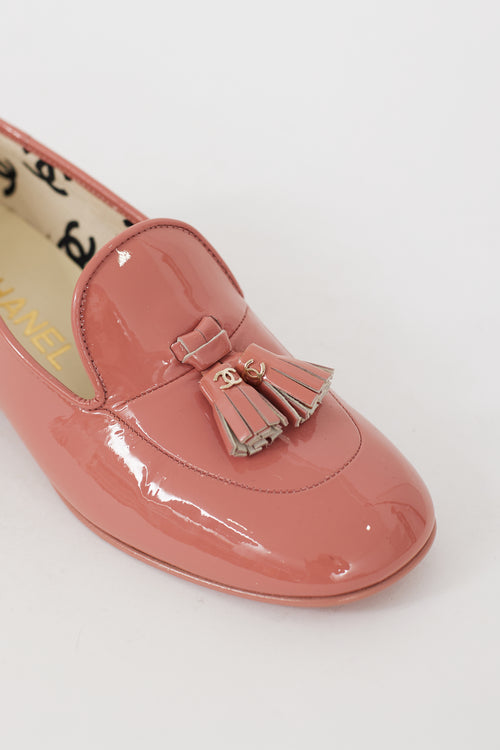 Chanel Pink Patent Leather Tassel Loafer