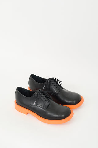 Camper Black 
Orange Leather Oxfords